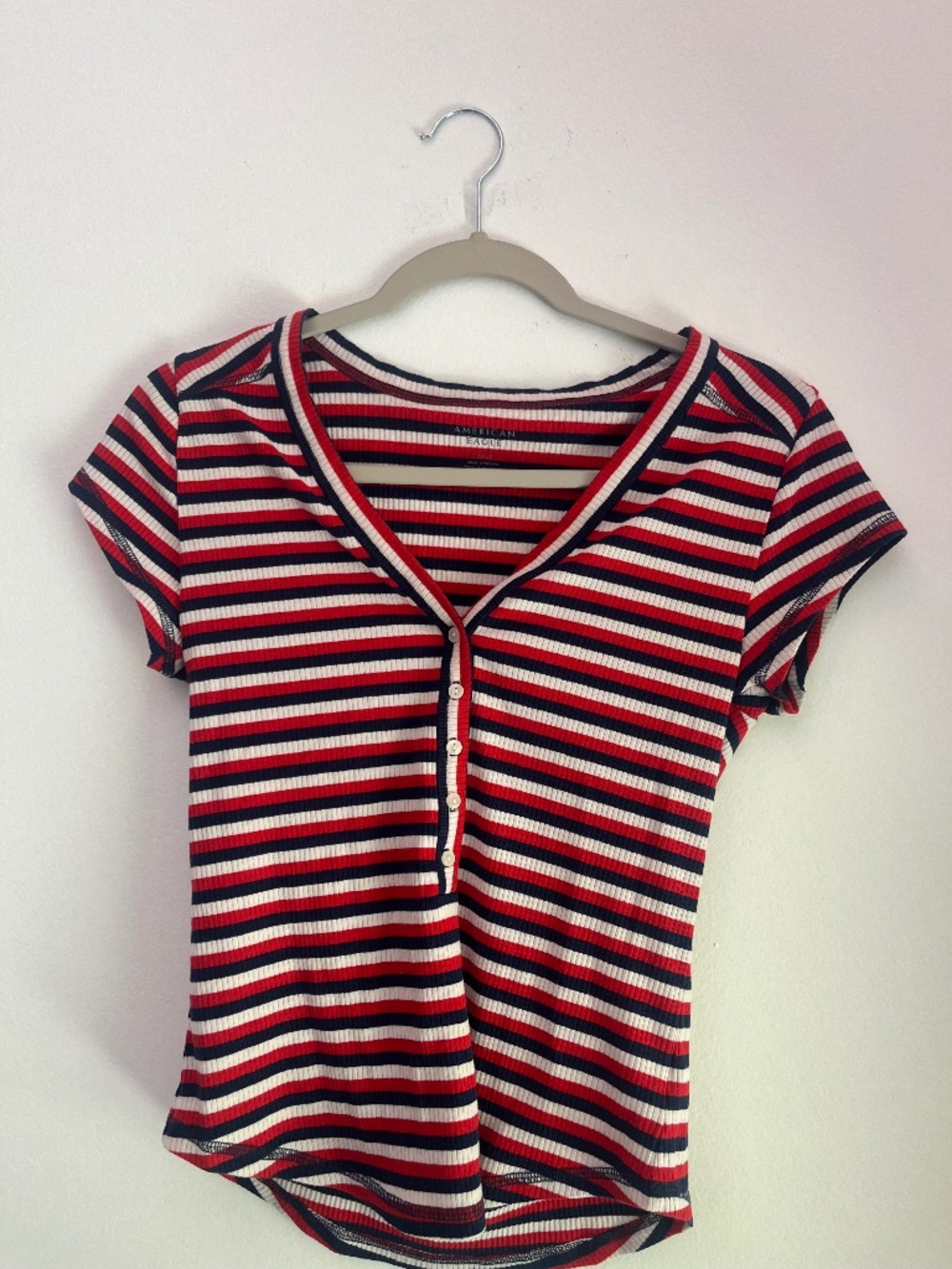 Red, White and Blue striped American Eagle top (L)